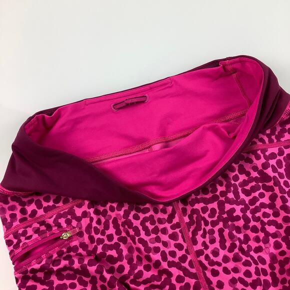 Lululemon Run Top Speed Crop Ace Spot Jewelled Magenta Leggings SZ 8 EUC - Picture 7 of 10